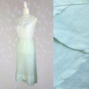 CP Shades Josie Linen Midi Skirt Pale Mint Green Curved Hem Lightweight Sheer Sm